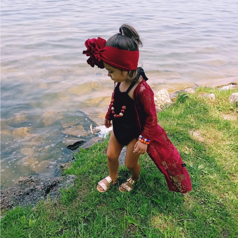 Red Lace Kimono with matching headband for Kids
